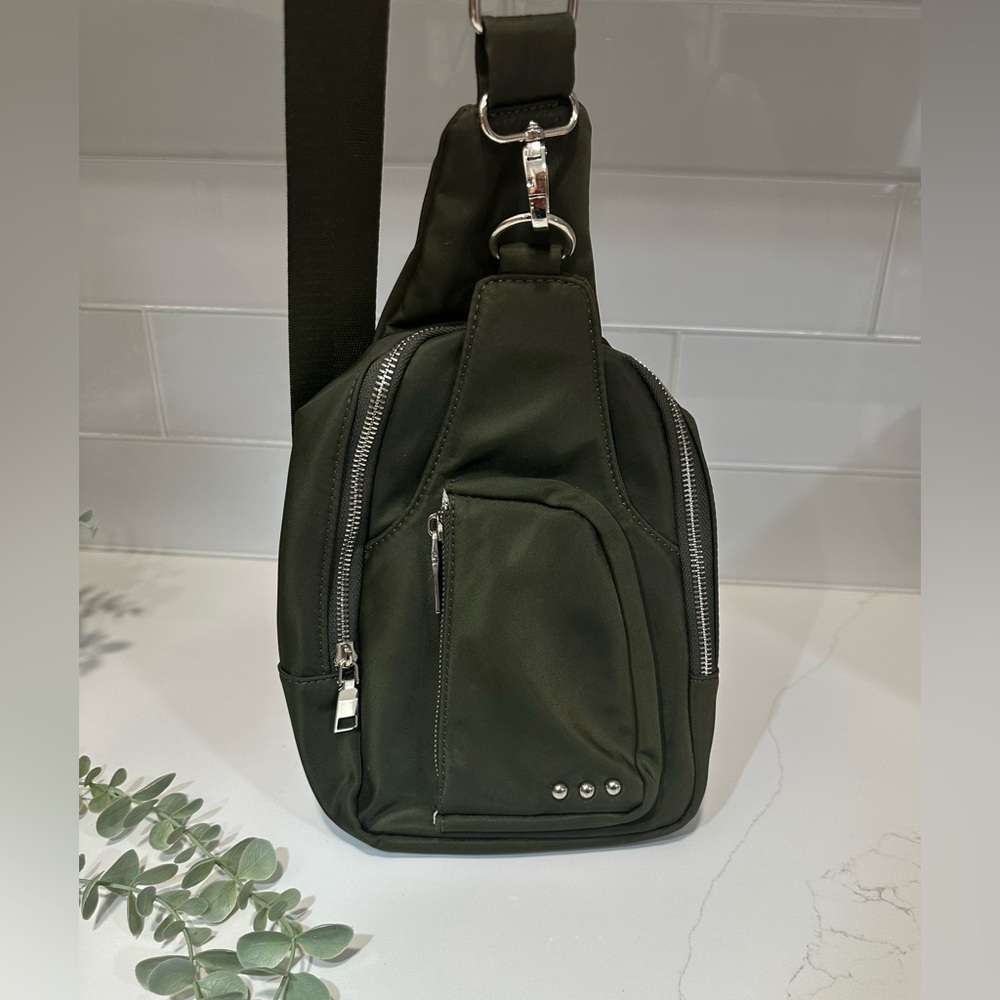 PRETTY SIMPLE Savannah Sling Bag Olive Green oversized nylon crossbody Bag